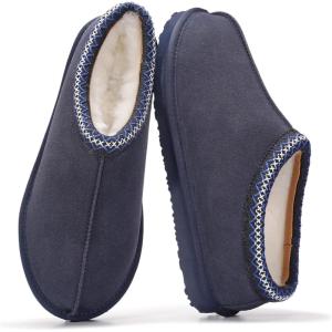 imageProject Cloud Genuine Leather Mens Slippers with Australian Shearling Lining ampamp Memory Foam Insole Outdoor ampamp House Slippers for Men  NonSlip Fuzzy Mens Shoes RelaxationNavy