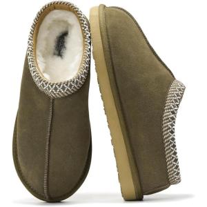 imageProject Cloud Genuine Leather Mens Slippers with Australian Shearling Lining ampamp Memory Foam Insole Outdoor ampamp House Slippers for Men  NonSlip Fuzzy Mens Shoes RelaxationOlive