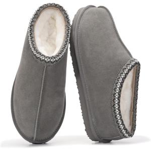 imageProject Cloud Genuine Leather Mens Slippers with Australian Shearling Lining ampamp Memory Foam Insole Outdoor ampamp House Slippers for Men  NonSlip Fuzzy Mens Shoes RelaxationGrey