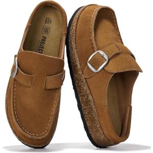 imageProject Cloud Genuine Leather MoccasinStyle Clogs for Women  Memory Foam and Water Resistant Mules Slipon  NonSlip and Durable Clogs Casual Shoes for Women Footwear CarlineChestnut