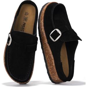 imageProject Cloud Genuine Leather MoccasinStyle Clogs for Women  Memory Foam and Water Resistant Mules Slipon  NonSlip and Durable Clogs Casual Shoes for Women Footwear CarlineBlack