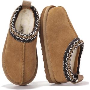 imageProject Cloud Genuine Leather ampamp Australian Shearling Slippers for Kids  Memory Foam Fuzzy ampamp NonSlip Fluffy Slippers Girls Footwear ampamp Boys Footwear Kids Unisex Shoe Dream WarmChestnut
