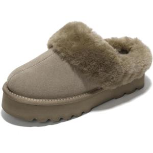 imageProject Cloud Genuine Suede Slippers for Women Indoor Outdoor Fuzzy Slippers  Platform Sandals Women Footwear  Memory Foam Insole Womens Sandals Waterresistant Womens Slippers SnowyTaupe