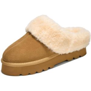 imageProject Cloud Genuine Suede Slippers for Women Indoor Outdoor Fuzzy Slippers  Platform Sandals Women Footwear  Memory Foam Insole Womens Sandals Waterresistant Womens Slippers SnowyChestnut