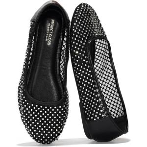imageProject Cloud Mesh Womens Flats  Memory Foam Ballet Flats Shoes for Women  Non Slip Ballerina Womens Sneakers  Trendy Slip on Flat Shoes for Women RuthieBlack