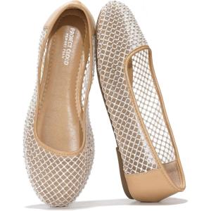 imageProject Cloud Mesh Womens Flats  Memory Foam Ballet Flats Shoes for Women  Non Slip Ballerina Womens Sneakers  Trendy Slip on Flat Shoes for Women RuthieNude