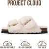 imageProject Cloud Fur Kids Sandals with Adjustable Buckle  Natural Cork Footbed Slides Sandals for Girls wMemory Foam  Non Slip Slide Sandals Santorini KidOffwhite