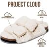 imageProject Cloud Fur Kids Sandals with Adjustable Buckle  Natural Cork Footbed Slides Sandals for Girls wMemory Foam  Non Slip Slide Sandals Santorini KidOffwhite