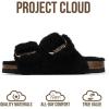 imageProject Cloud Fur Kids Sandals with Adjustable Buckle  Natural Cork Footbed Slides Sandals for Girls wMemory Foam  Non Slip Slide Sandals Santorini KidBlack