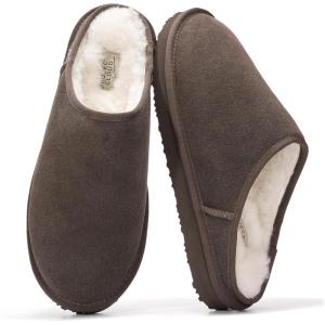 imageProject Cloud Genuine Leather House Slippers for Men  Genuine Shearling Lining Mens Slippers with Memory Foam Insole  Lightweight ampamp Non Slip Mens House Shoes ChillChoco Brown Suede
