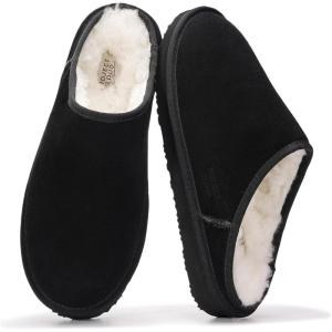 imageProject Cloud Genuine Leather House Slippers for Men  Genuine Shearling Lining Mens Slippers with Memory Foam Insole  Lightweight ampamp Non Slip Mens House Shoes ChillBlack Suede
