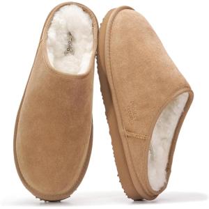 imageProject Cloud Genuine Leather House Slippers for Men  Genuine Shearling Lining Mens Slippers with Memory Foam Insole  Lightweight ampamp Non Slip Mens House Shoes ChillChestnut Suede