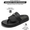 imageProject Cloud Genuine Leather Womens Sandals  Memory Foam Summer Sandals for Women 2025  Slip on Slides for Women Non Slip Womens Slides VitaBlack