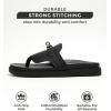 imageProject Cloud Genuine Leather Womens Sandals  Memory Foam Summer Sandals for Women 2025  Slip on Slides for Women Non Slip Womens Slides VitaBlack
