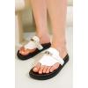 imageProject Cloud Genuine Leather Womens Sandals  Memory Foam Summer Sandals for Women 2025  Slip on Slides for Women Non Slip Womens Slides VitaWhite