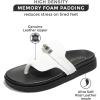imageProject Cloud Genuine Leather Womens Sandals  Memory Foam Summer Sandals for Women 2025  Slip on Slides for Women Non Slip Womens Slides VitaWhite