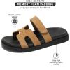 imageProject Cloud Genuine Leather Womens Sandals  Stylish ampamp Comfy Sandals for Women Footwear with Memory Foam Insole  Slipresistant Slides for Women MayvenChestnut