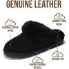 imageProject Cloud Genuine Leather ampamp Natural Fur Slippers for Women  Fluffy Slippers and Cozy Memory Foam Womens Shoes HedyBlack