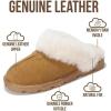 imageProject Cloud Genuine Leather ampamp Natural Fur Slippers for Women  Fluffy Slippers and Cozy Memory Foam Womens Shoes HedyChestnut