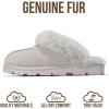 imageProject Cloud Genuine Leather ampamp Natural Fur Slippers for Women  Fluffy Slippers and Cozy Memory Foam Womens Shoes HedyLight Grey Suede