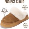 imageProject Cloud Slippers for Women Footwear  Genuine Leather with Memory Foam Clogs and Mules for Women 2025  Non Slip and Lightweight Faux Fur Slippers VikiChestnut