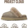 imageProject Cloud Slippers for Women Footwear  Genuine Leather with Memory Foam Clogs and Mules for Women 2025  Non Slip and Lightweight Faux Fur Slippers VikiTaupe