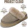 imageProject Cloud Slippers for Women Footwear  Genuine Leather with Memory Foam Clogs and Mules for Women 2025  Non Slip and Lightweight Faux Fur Slippers VikiTaupe