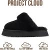 imageProject Cloud Slippers for Women Footwear  Genuine Leather with Memory Foam Clogs and Mules for Women 2025  Non Slip and Lightweight Faux Fur Slippers VikiBlack