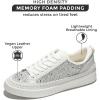 imageProject Cloud Sneakers for Women  Memory Foam Shoes for Women LaceUp Womens Fashion Sneakers NonSlip Womens Trendy Shoes LonaWhite Rhinestone