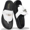 imageProject Cloud Genuine Leather Womens Sandals  Memory Foam Summer Sandals for Women 2025  Slip on Slides for Women Non Slip Womens Slides VitaWhite