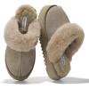 imageProject Cloud Slippers for Women Footwear  Genuine Leather with Memory Foam Clogs and Mules for Women 2025  Non Slip and Lightweight Faux Fur Slippers VikiTaupe