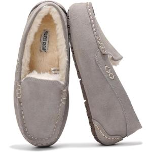 imageProject Cloud Genuine Leather Slippers for Women  Fur Lined Outdoor Slippers for Women Footwear with Memory Foam  Stylish Womens Moccasin CathiGrey