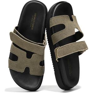 imageProject Cloud Genuine Leather Womens Sandals  Stylish ampamp Comfy Sandals for Women Footwear with Memory Foam Insole  Slipresistant Slides for Women MayvenOlive
