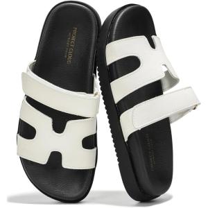 imageProject Cloud Genuine Leather Womens Sandals  Stylish ampamp Comfy Sandals for Women Footwear with Memory Foam Insole  Slipresistant Slides for Women MayvenWhite