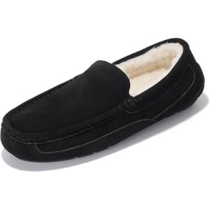 imageProject Cloud Mens Slippers Genuine Leather with Memory Foam Insole Mens Shoes  NonSlip and Lightweight Indoor and Outdoor Slippers for Men OswinBlack