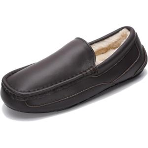 imageProject Cloud Mens Slippers Genuine Leather with Memory Foam Insole Mens Shoes  NonSlip and Lightweight Indoor and Outdoor Slippers for Men OswinChoco Brown Leather