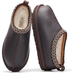 imageProject Cloud Genuine Leather Slippers for Women with Genuine Australian Shearling Fur Lining Womens Slippers  NonSlip EVA with Memory Foam Fuzzy Slippers Women Footwear NeritaBrown Distressed