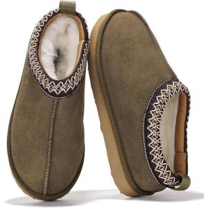 imageProject Cloud Genuine Leather Slippers for Women with Genuine Australian Shearling Fur Lining Womens Slippers  NonSlip EVA with Memory Foam Fuzzy Slippers Women Footwear NeritaOlive