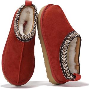 imageProject Cloud Genuine Leather Slippers for Women with Genuine Australian Shearling Fur Lining Womens Slippers  NonSlip EVA with Memory Foam Fuzzy Slippers Women Footwear NeritaRed