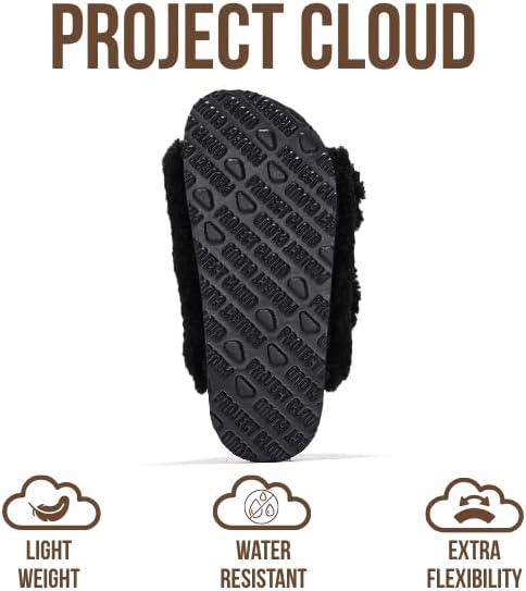 imageProject Cloud Genuine Leather Slides For Kids  Natural Cork Footbed Slides for Kids Sandals for Girls ampamp Boys  NonSlip Boys ampamp Girls SandalsBlack Fur