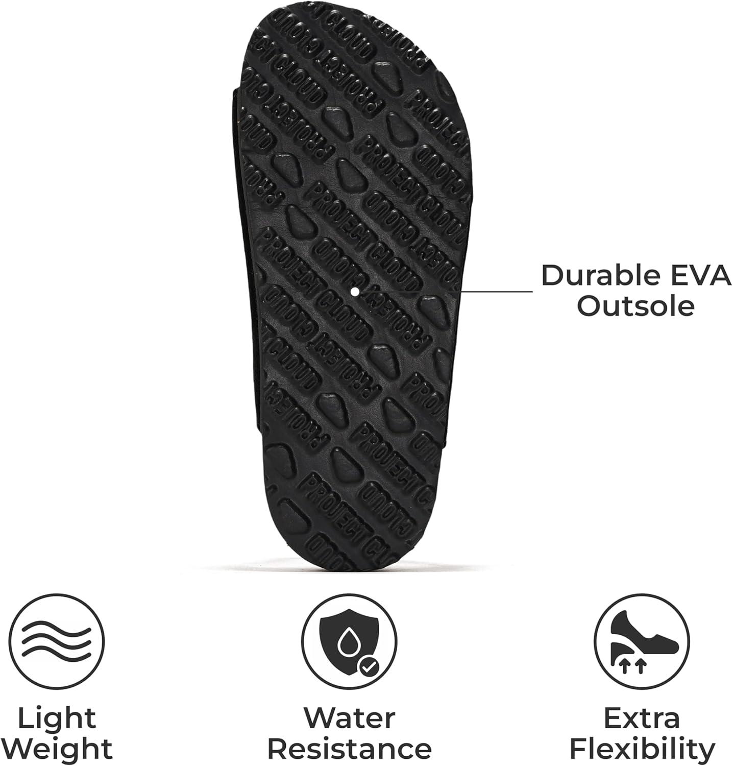 imageProject Cloud Genuine Leather Slides For Kids  Natural Cork Footbed Slides for Kids Sandals for Girls ampamp Boys  NonSlip Boys ampamp Girls SandalsBlack Suede