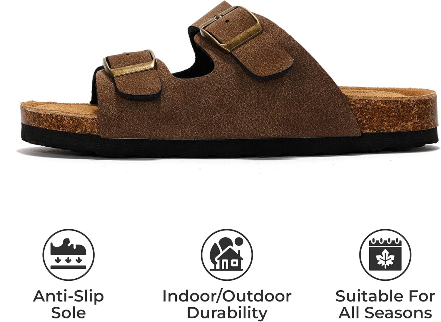 imageProject Cloud Genuine Leather Slides For Kids  Natural Cork Footbed Slides for Kids Sandals for Girls ampamp Boys  NonSlip Boys ampamp Girls SandalsBrown Sugar