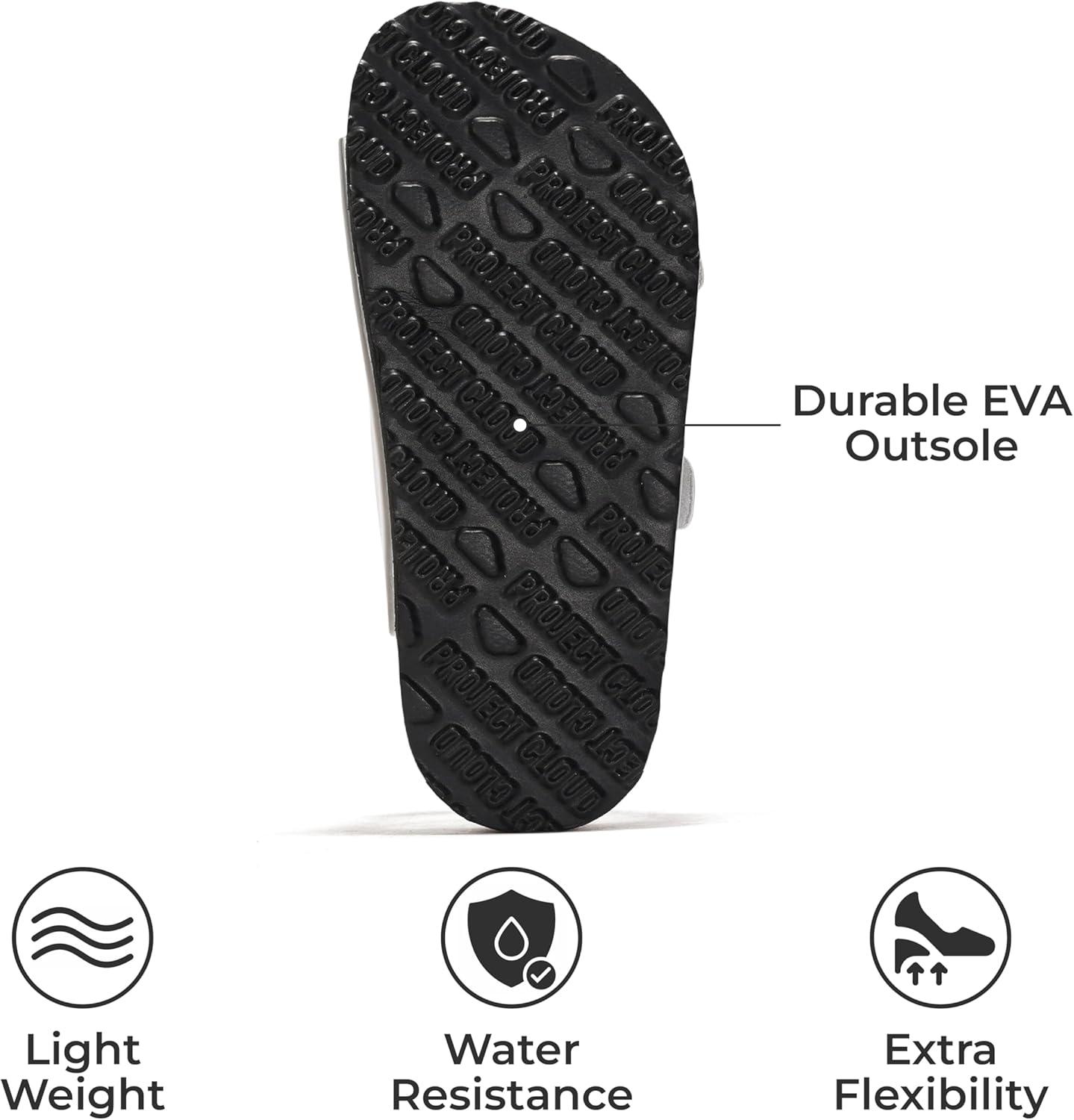 imageProject Cloud Genuine Leather Slides For Kids  Natural Cork Footbed Slides for Kids Sandals for Girls ampamp Boys  NonSlip Boys ampamp Girls SandalsSilver