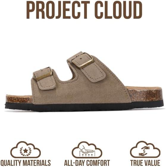 imageProject Cloud Genuine Leather Slides For Kids  Natural Cork Footbed Slides for Kids Sandals for Girls ampamp Boys  NonSlip Boys ampamp Girls SandalsTaupe Suede