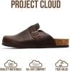 imageProject Cloud Mens Clogs  100 Full Grain Genuine Leather Memory Foam Clogs for Men Arch Support Cork Footbed  Non Slip Platform Mules BrooklynChocolate Distressed