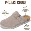 imageProject Cloud Mens Clogs  100 Full Grain Genuine Leather Memory Foam Clogs for Men Arch Support Cork Footbed  Non Slip Platform Mules BrooklynGrey Mono Suede