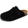imageProject Cloud Mens Clogs  100 Full Grain Genuine Leather Memory Foam Clogs for Men Arch Support Cork Footbed  Non Slip Platform Mules BrooklynJet Black Suede