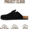 imageProject Cloud Mens Clogs  100 Full Grain Genuine Leather Memory Foam Clogs for Men Arch Support Cork Footbed  Non Slip Platform Mules BrooklynJet Black Suede