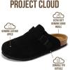 imageProject Cloud Mens Clogs  100 Full Grain Genuine Leather Memory Foam Clogs for Men Arch Support Cork Footbed  Non Slip Platform Mules BrooklynJet Black Suede