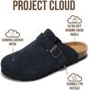 imageProject Cloud Mens Clogs  100 Full Grain Genuine Leather Memory Foam Clogs for Men Arch Support Cork Footbed  Non Slip Platform Mules BrooklynNavy Suede